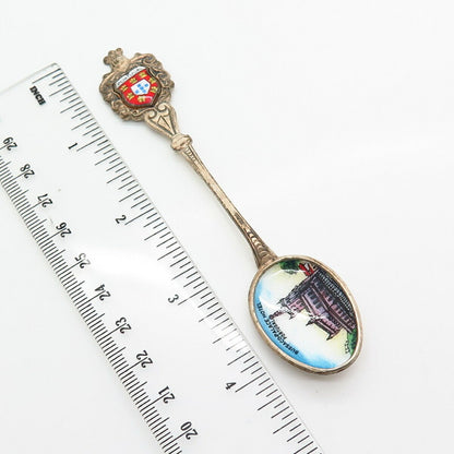 830 Silver Vintage Portugal Enamel "Bussaco-Palace Hotel" Spoon