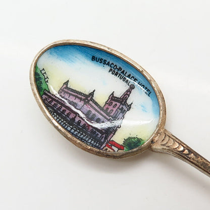 830 Silver Vintage Portugal Enamel "Bussaco-Palace Hotel" Spoon