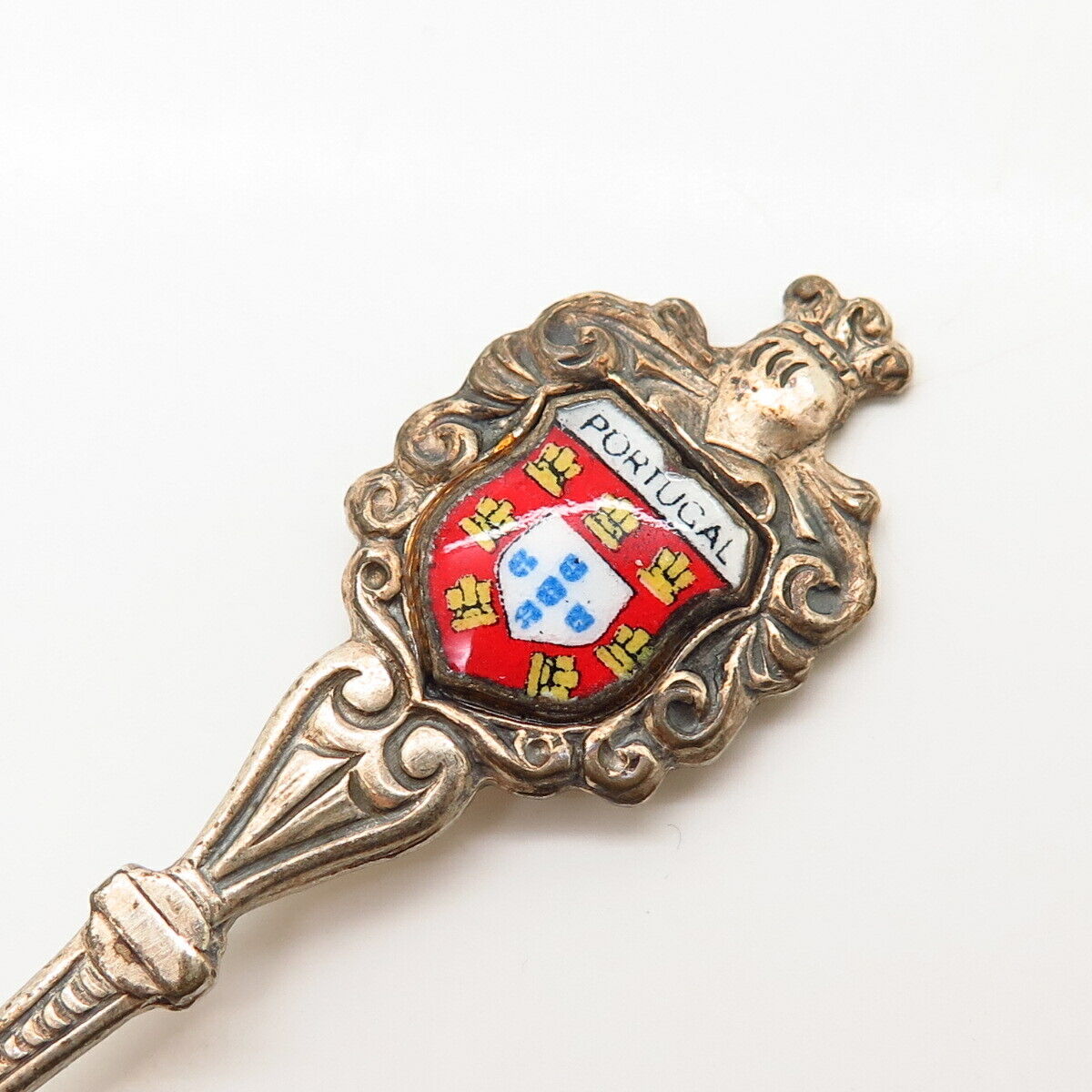 830 Silver Vintage Portugal Enamel "Bussaco-Palace Hotel" Spoon