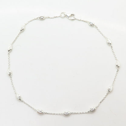 925 Sterling Silver Italy Bead By The Yard Link Anklet 10"