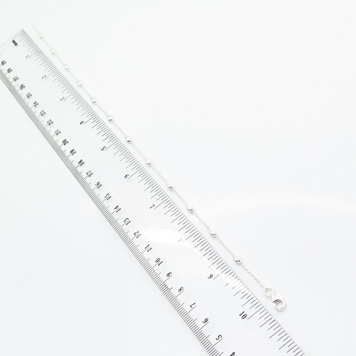 925 Sterling Silver Italy Bead By The Yard Link Anklet 10"