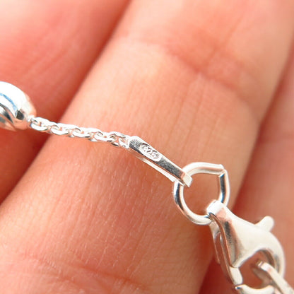 925 Sterling Silver Italy Bead By The Yard Link Anklet 10"