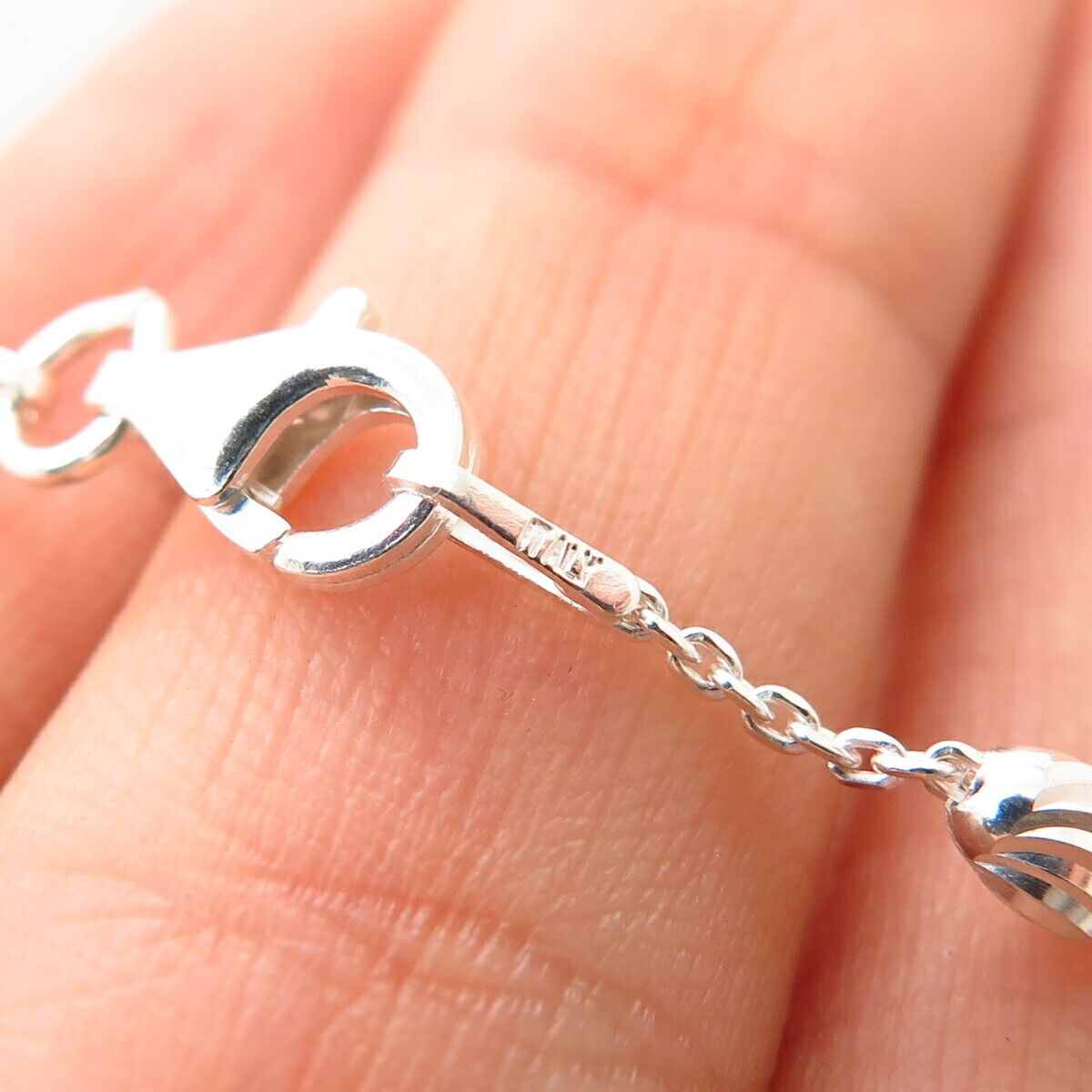 925 Sterling Silver Italy Bead By The Yard Link Anklet 10"