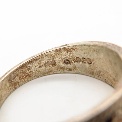 925 Sterling Silver Ornate Floral Design Ring Size 8 3/4