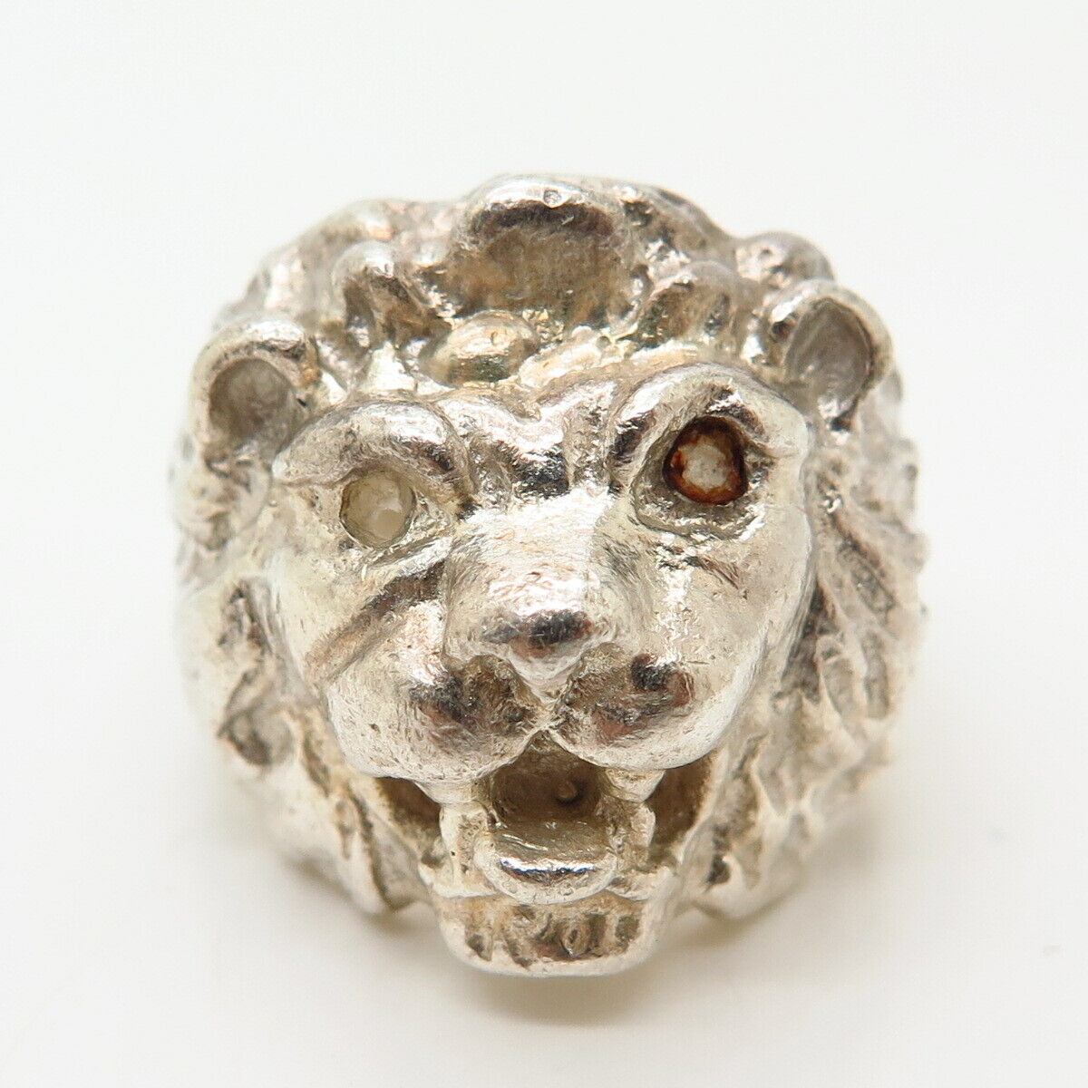 925 Sterling Silver Vintage Lion / Leo Design Wide Sculpted Ring Size 7 3/4