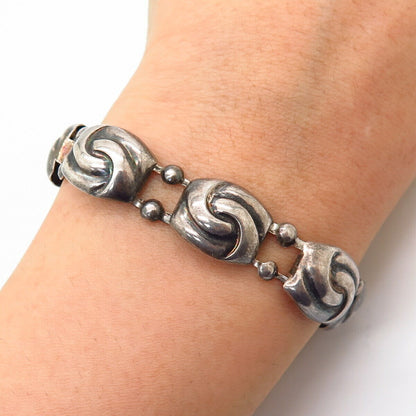 925 Sterling Silver Vintage Knot Design Link Bracelet 6 3/4"