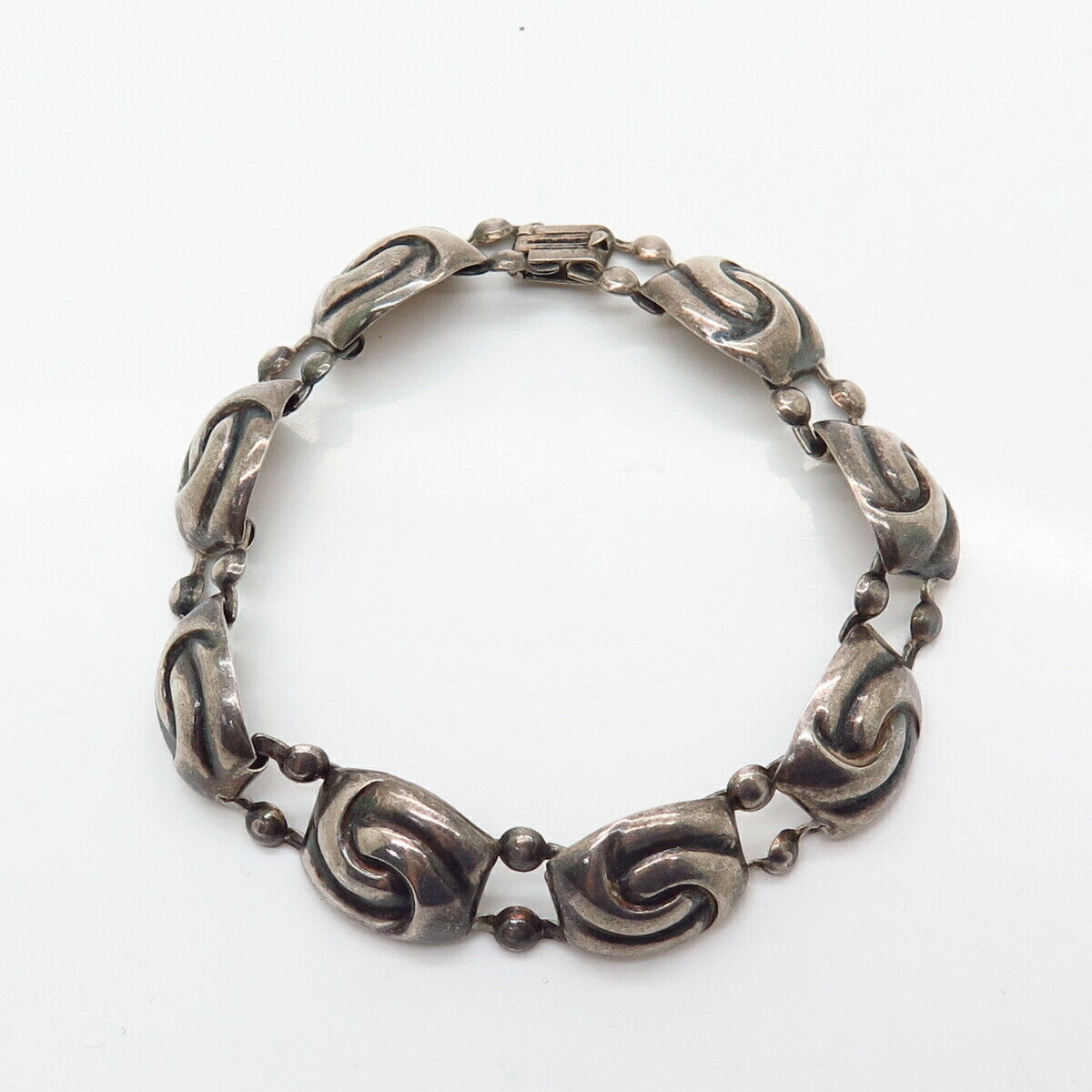 925 Sterling Silver Vintage Knot Design Link Bracelet 6 3/4"