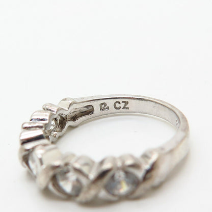 925 Sterling Silver C Z "XO" Design Ring Size 5 1/4