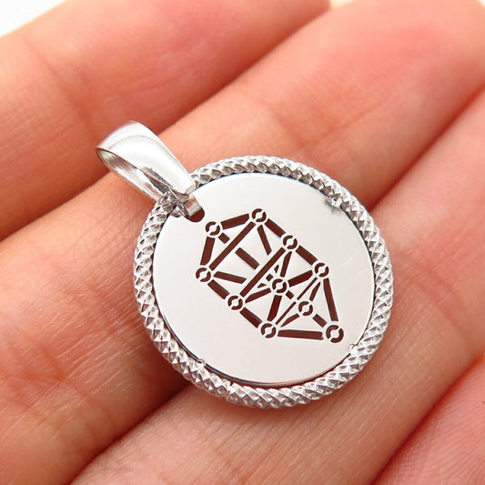 925 Sterling Silver Italy Cutout Kabbalah Theme Pendant