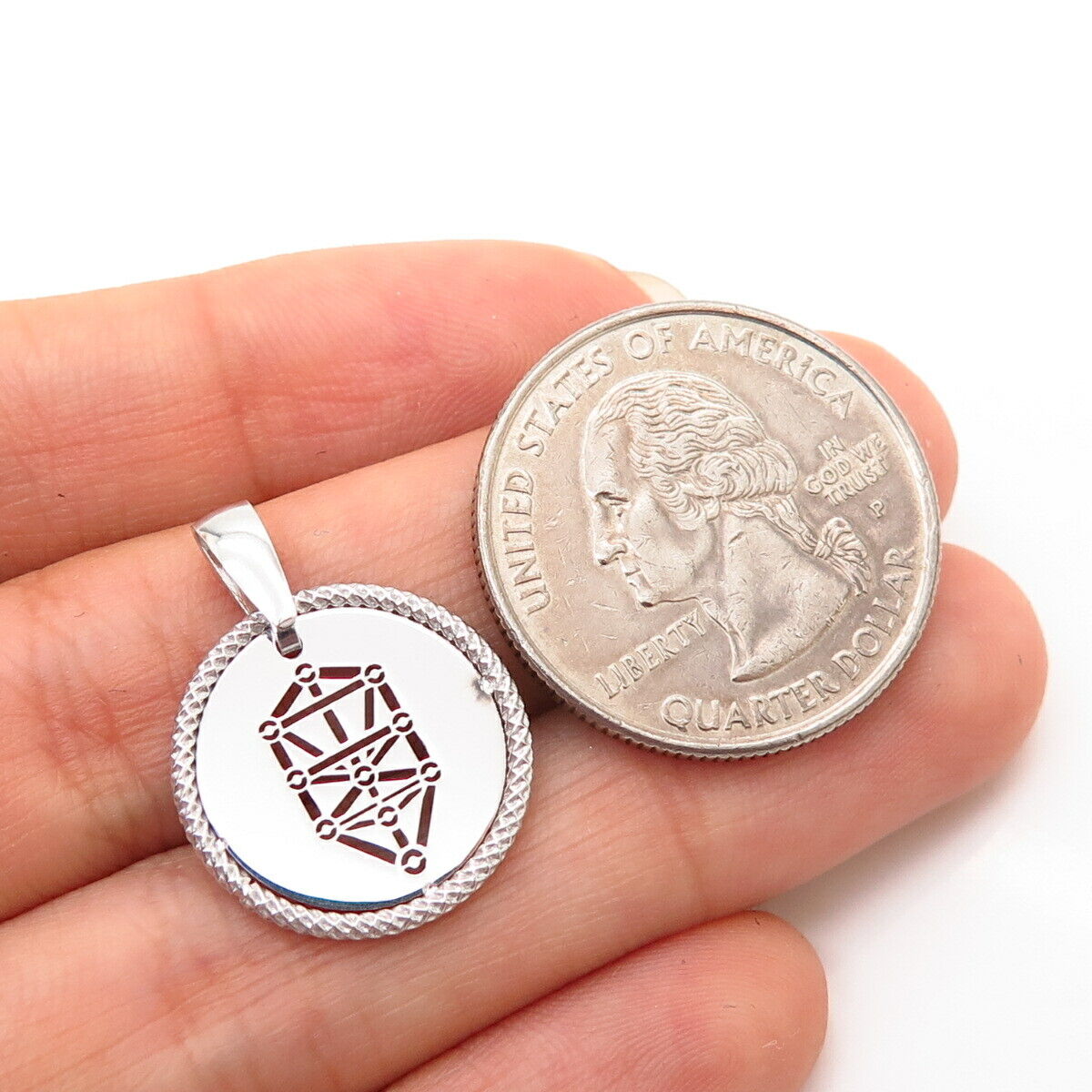 925 Sterling Silver Italy Cutout Kabbalah Theme Pendant