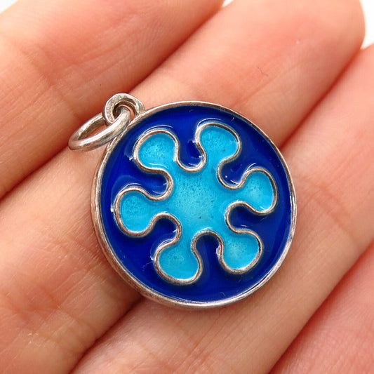 925 Sterling Silver Colorful Enamel Splash Design Charm Pendant