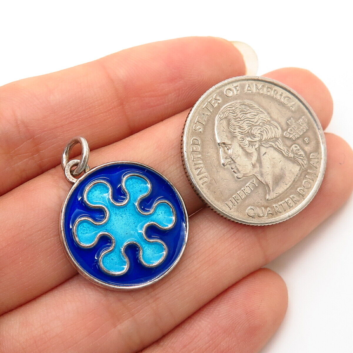 925 Sterling Silver Colorful Enamel Splash Design Charm Pendant