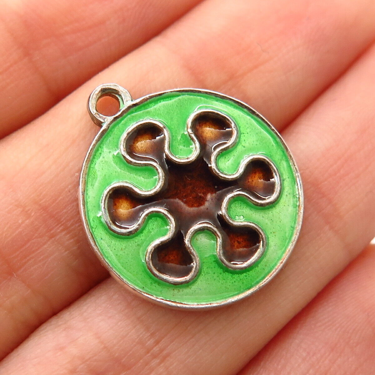 925 Sterling Silver Colorful Enamel Splash Design Charm Pendant