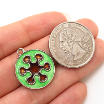 925 Sterling Silver Colorful Enamel Splash Design Charm Pendant