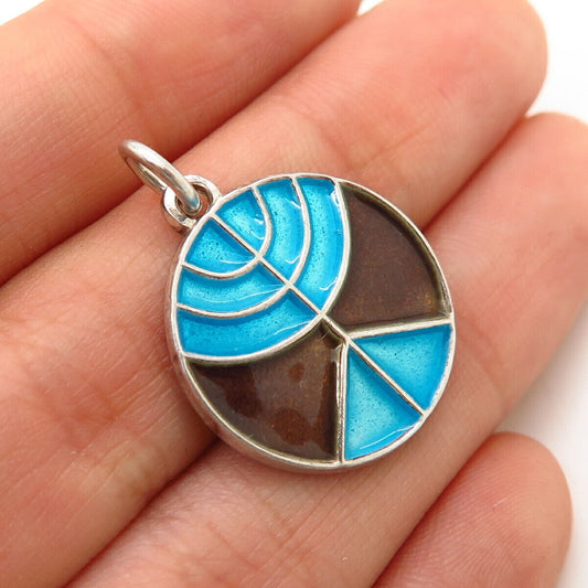 925 Sterling Silver Colorful Enamel Abstract Design Charm Pendant