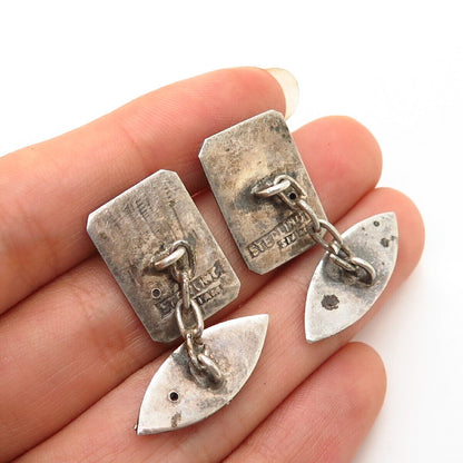 925 Sterling Silver Vintage Siam Niello Hindu Goddess Cufflinks