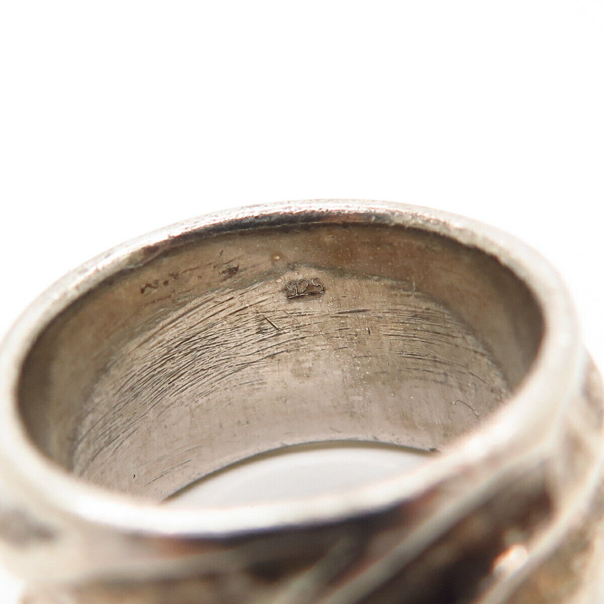 925 Sterling Silver Wrinkled Design Wide Band Ring Size 6 3/4