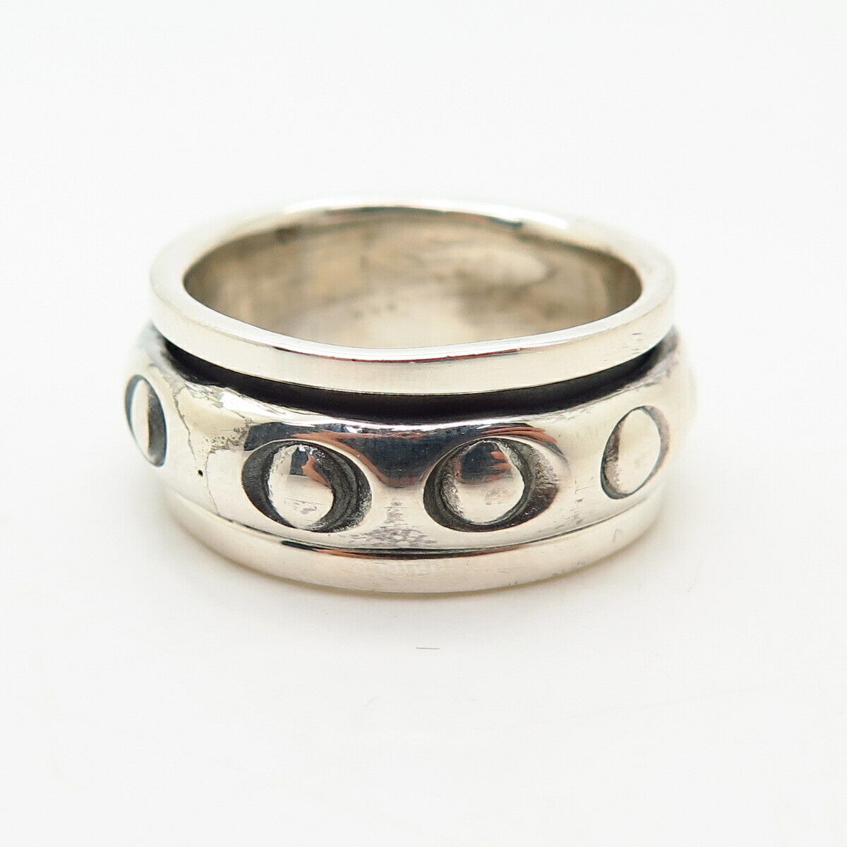 925 Sterling Silver Screw Design Rotating Band Ring Size 6.5