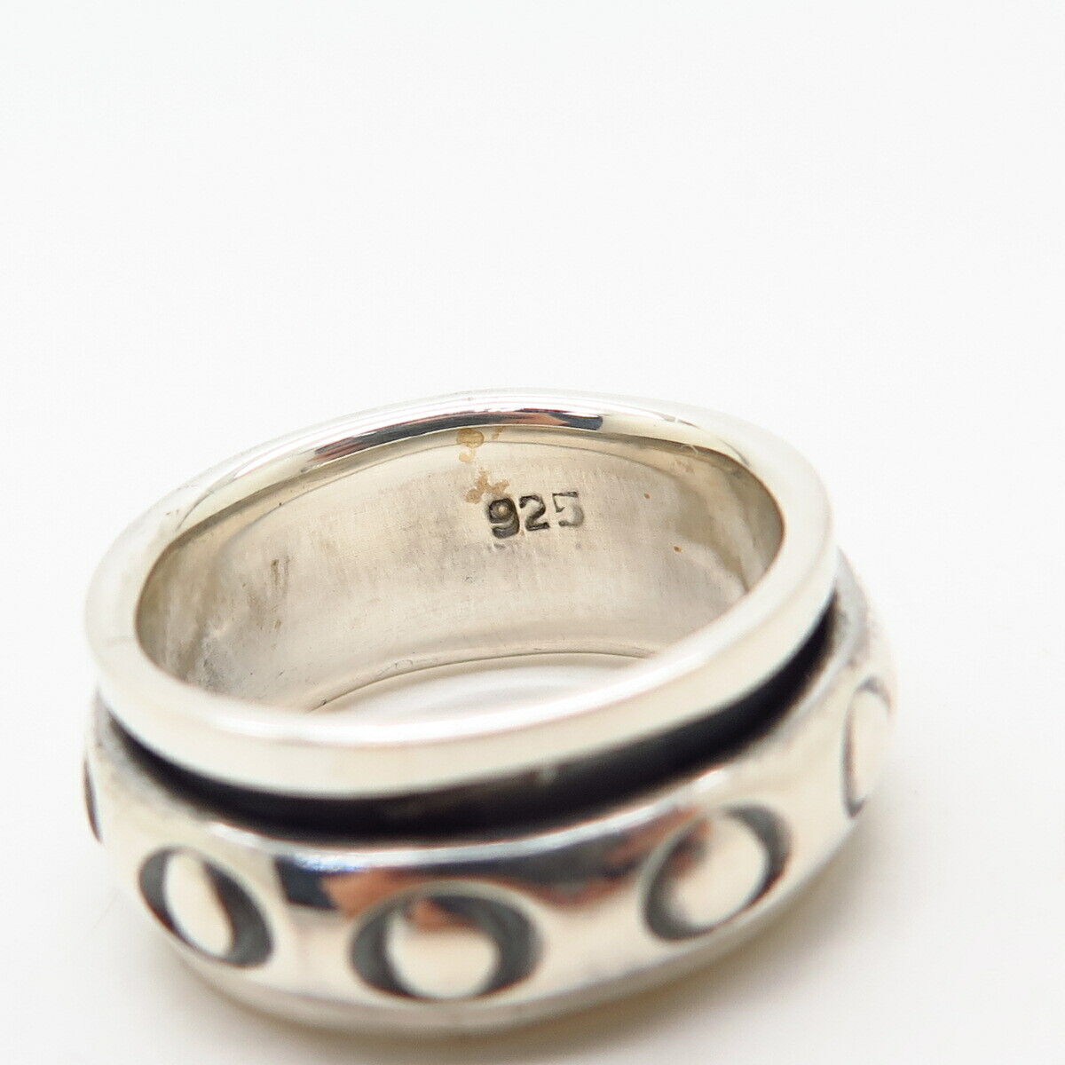 925 Sterling Silver Screw Design Rotating Band Ring Size 6.5