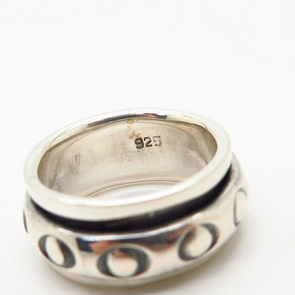 925 Sterling Silver Screw Design Rotating Band Ring Size 6.5