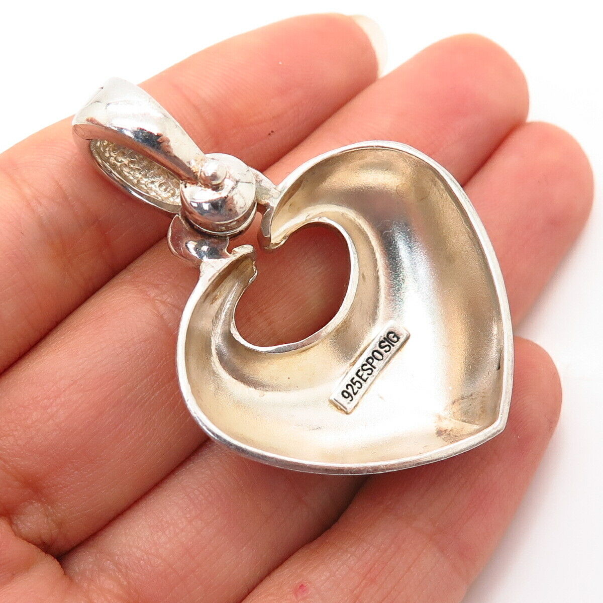 925 Sterling Silver J. Esposito Open Heart Design Pendant