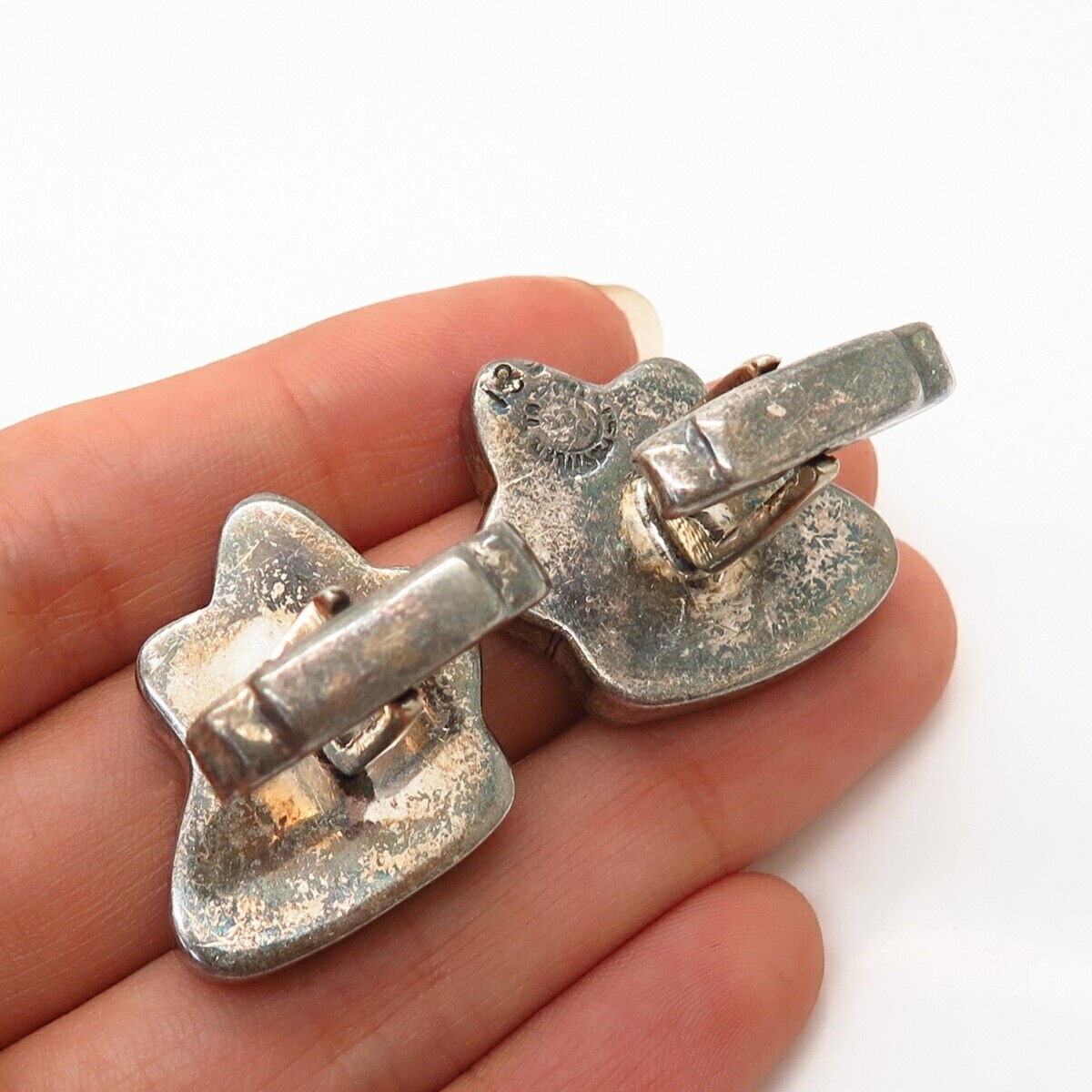 925 Sterling Silver Vintage Cutout Frisky Horse Tribal Design Cufflinks