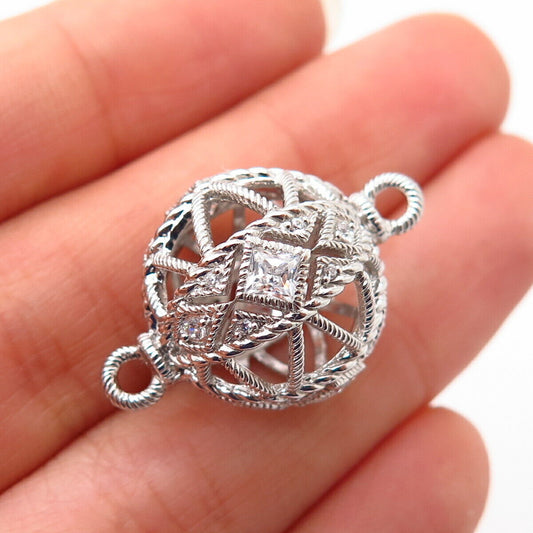 925 Sterling Silver C Z Cutout Ball Design Pendant