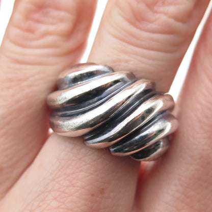 JOSEPH MASANIELLO 925 Sterling Silver Vintage Modernist Oxidized Ring Size 7.75