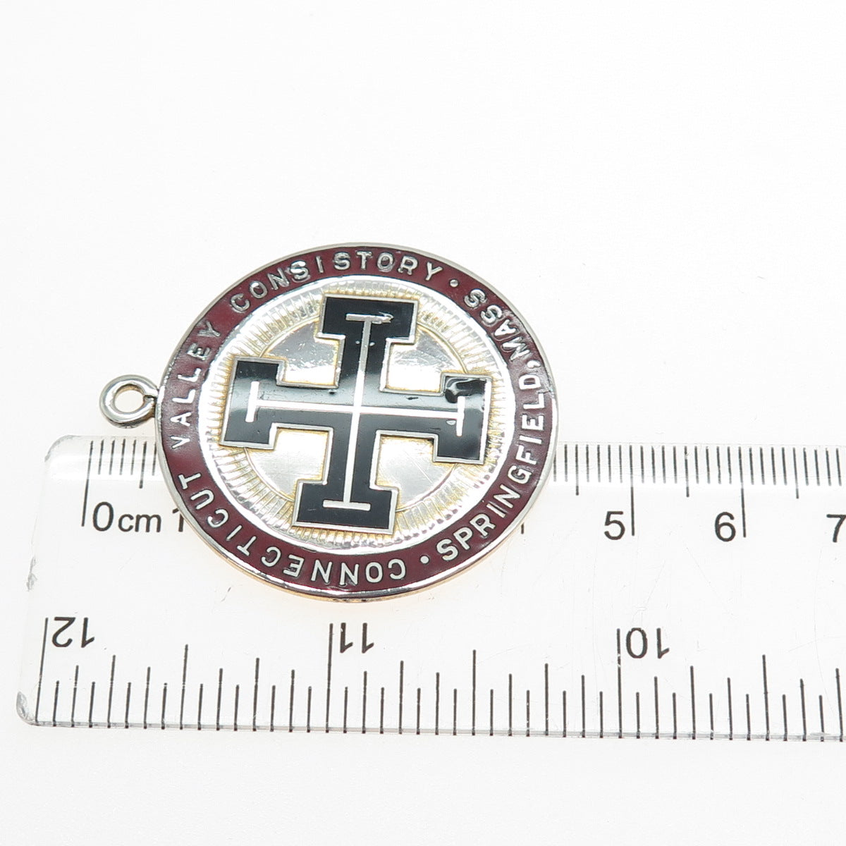 ROBBINS CO. 925 Sterling Gold Plated Vintage Enamel CT Valley Consistory Pendant