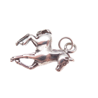 925 Sterling Silver Vintage Horse Oxidized Charm Pendant