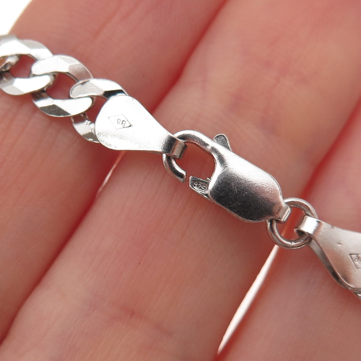 925 Sterling Silver Italy Cuban Chain Necklace 26"