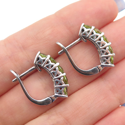 925 Sterling Silver Real Round-Cut Peridot Earrings