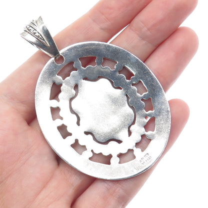925 Sterling Silver Vintage Mexico Modernist Oxidized Pendant