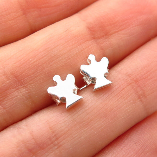 925 Sterling Silver Guardian Angel Design Small Stud Earrings