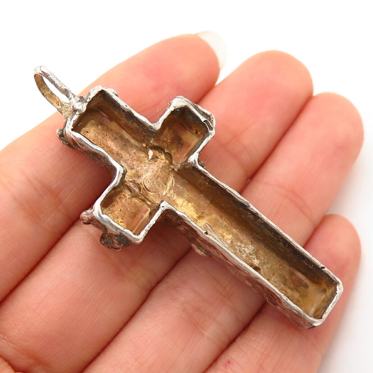 925 Sterling Silver Abstract Design Cross Pendant