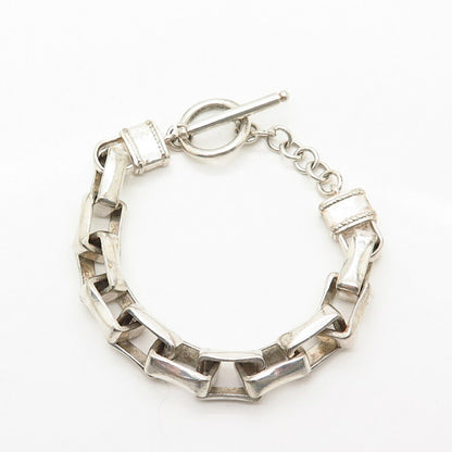 925 Sterling Silver Square Link Chain Bracelet Size 6.5"