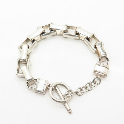 925 Sterling Silver Square Link Chain Bracelet Size 6.5"