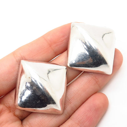 925 Sterling Silver Hollow Rhombus Design Earrings