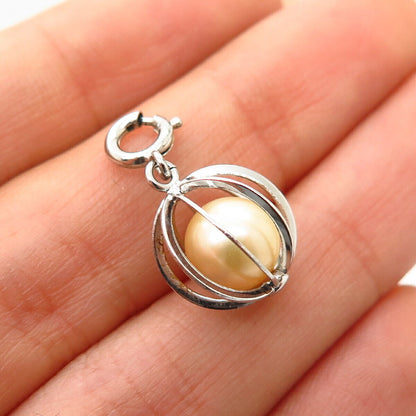 925 Sterling Silver Vintage Faux Pearl Ball Design Pendant