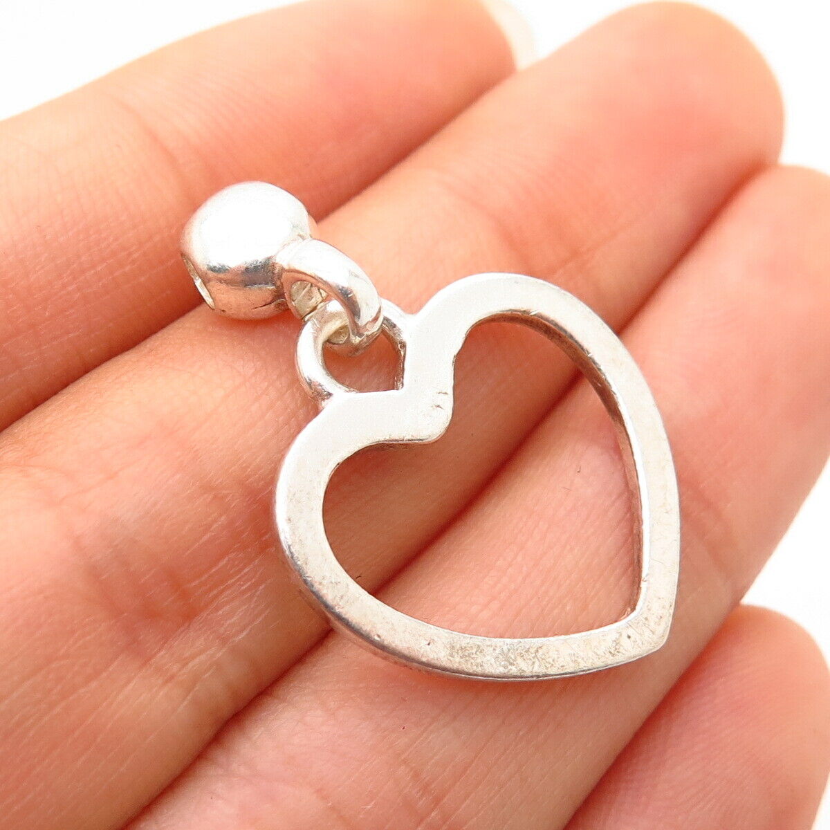 925 Sterling Silver Open Heart Design Slide Pendant