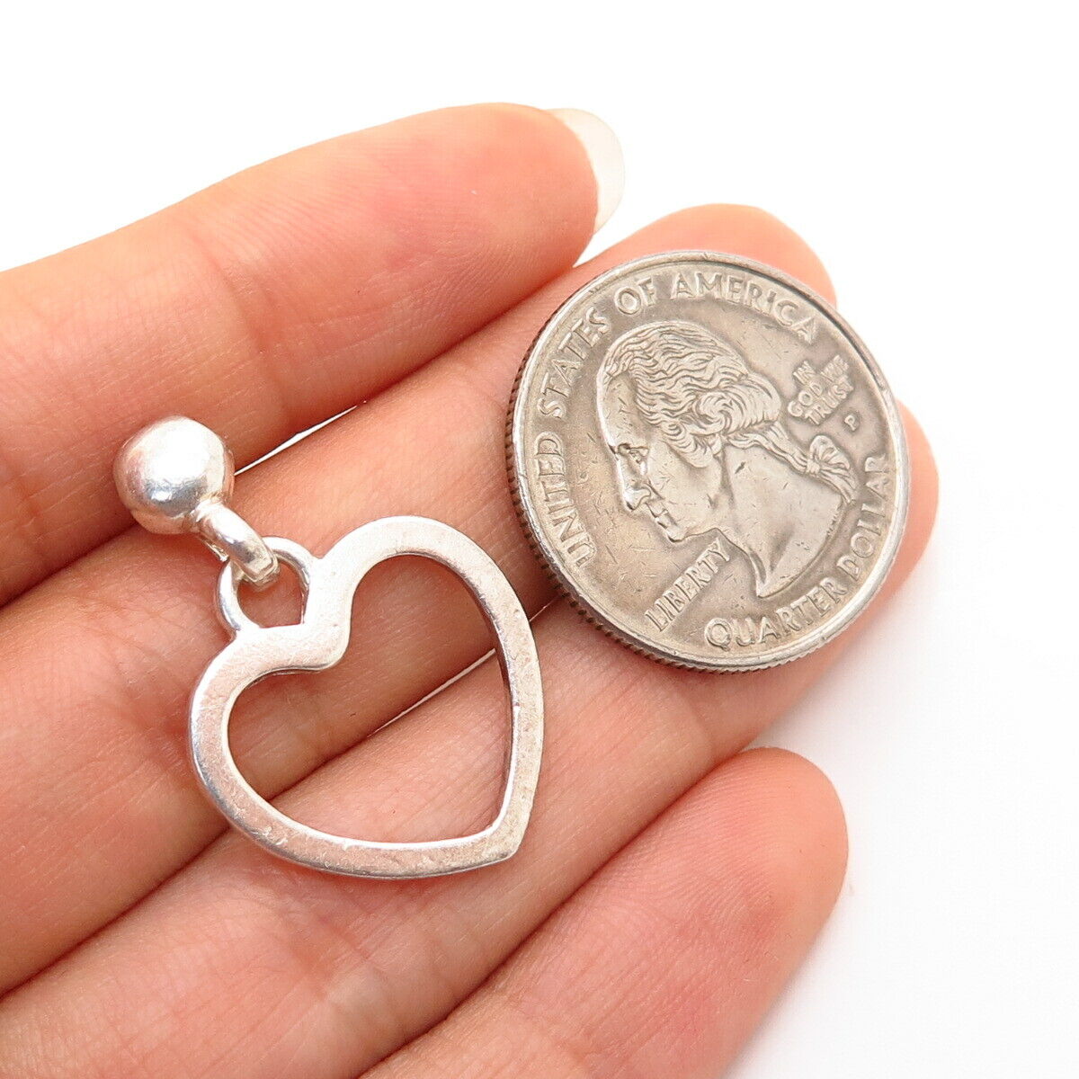 925 Sterling Silver Open Heart Design Slide Pendant