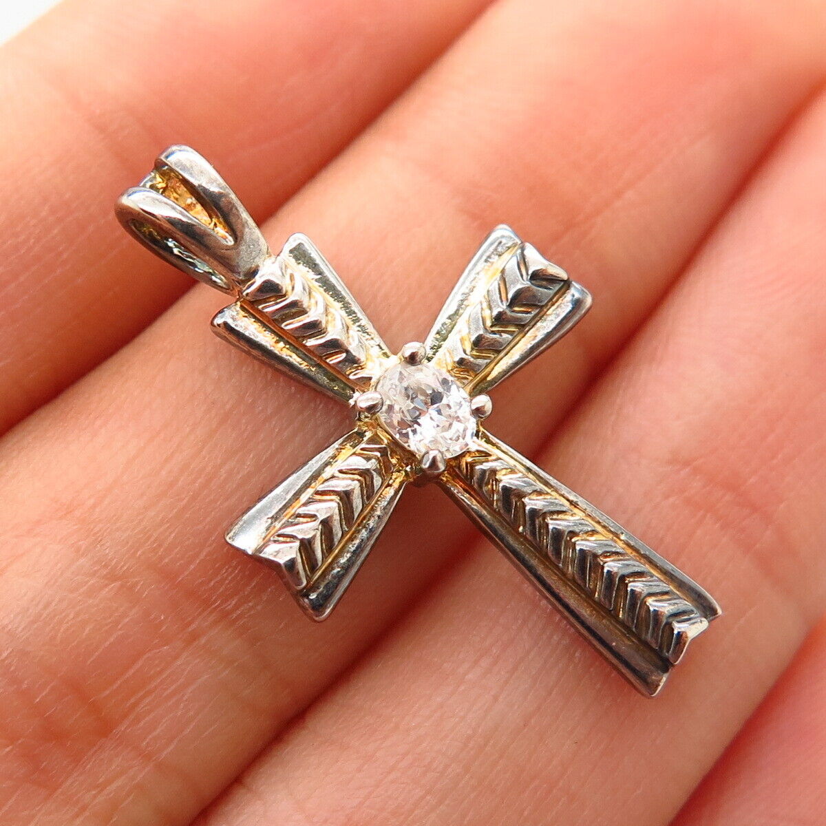 925 Sterling Silver C Z Slide Cross Pendant