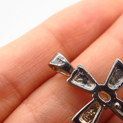 925 Sterling Silver C Z Slide Cross Pendant