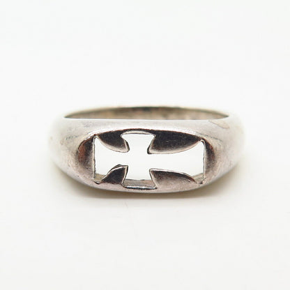 925 Sterling Silver Cutout Cross Design Ring Size 7