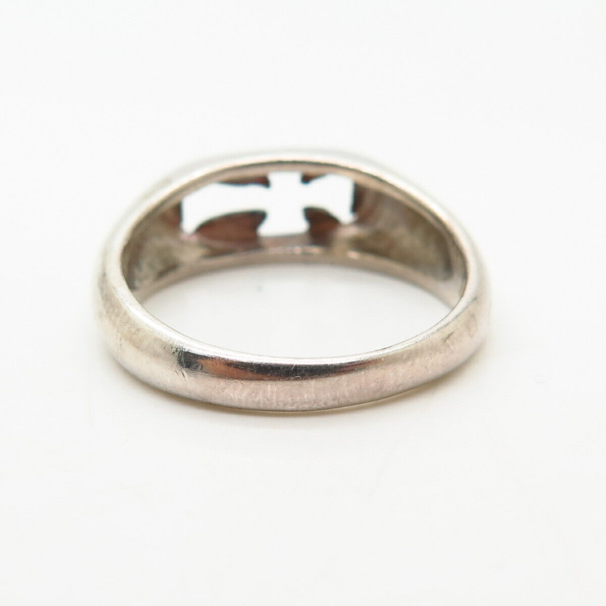 925 Sterling Silver Cutout Cross Design Ring Size 7