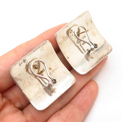 925 Sterling Silver Vintage Bayanihan Enamel Square Earrings