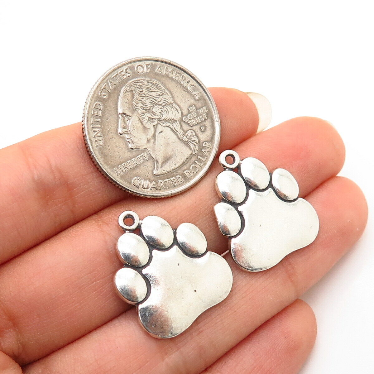 925 Sterling Silver Paw Design Jacket Earrings