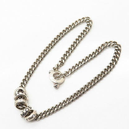 925 Sterling Silver C Z "AMOUR" Cable Chain Necklace 14"