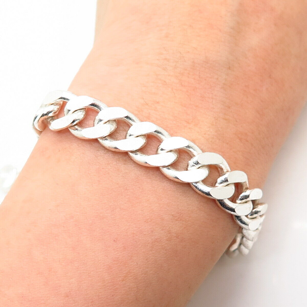 925 Sterling Silver Italy Thick Cuban Link Bracelet 8 3/4"