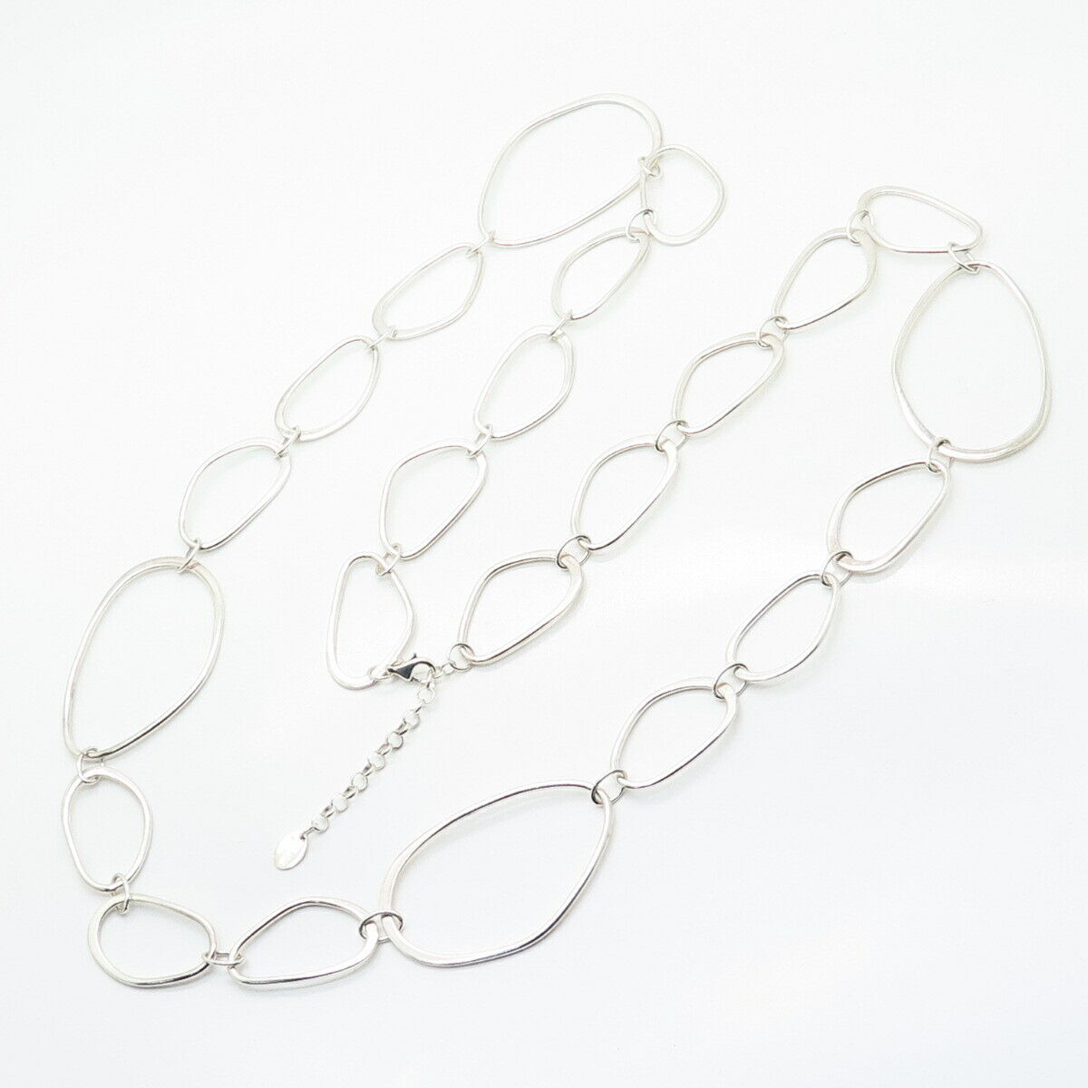 925 Sterling Silver Vintage Peru Modernist Chain Necklace 32"